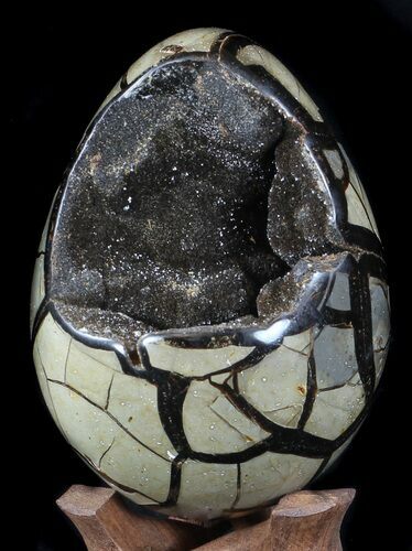 Septarian Dragon Egg Geode - Black Crystals #36091